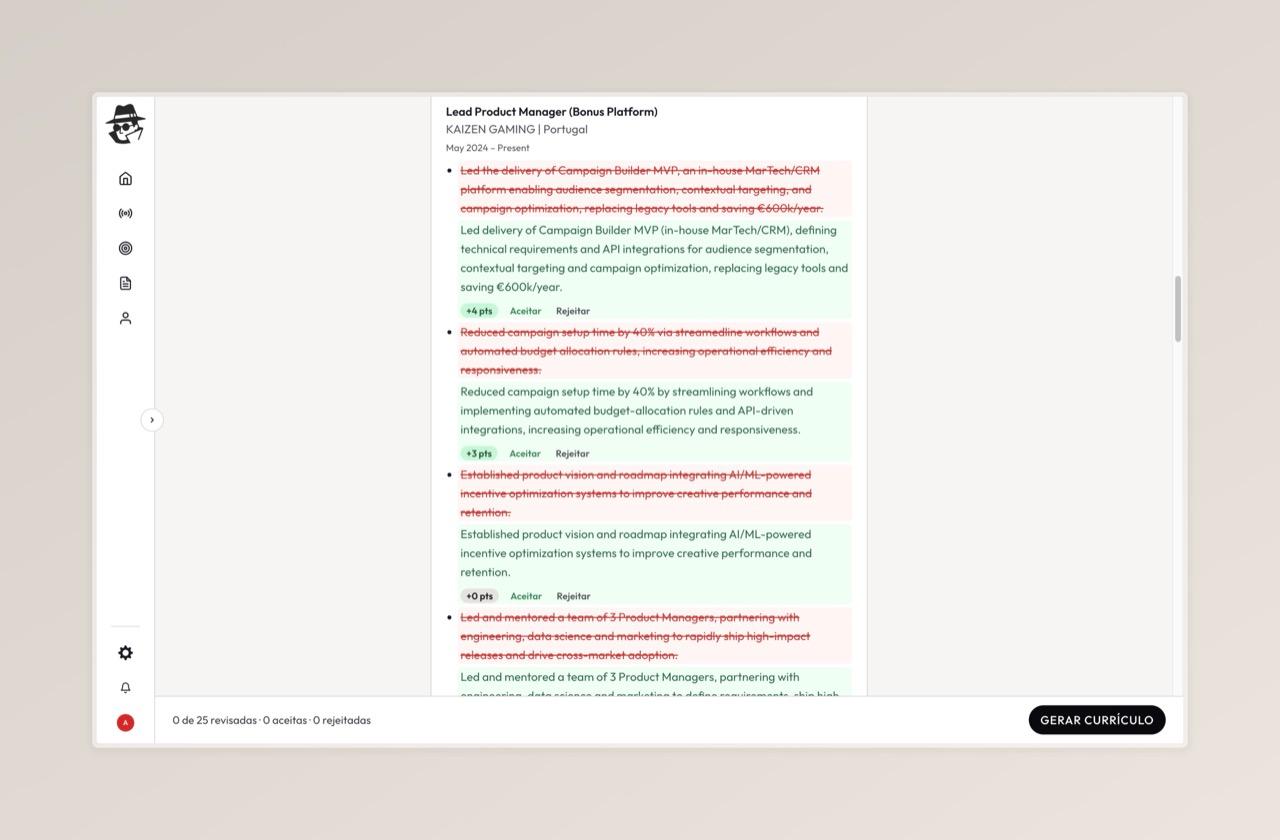 ResumeAgent approve and reject controls for every change