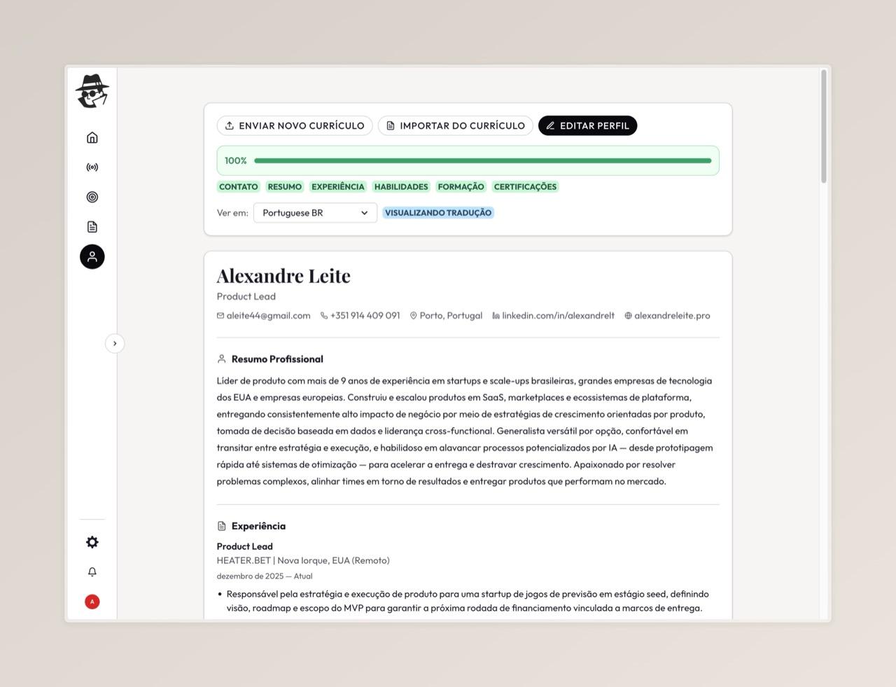 ResumeAgent learning profile improving over time